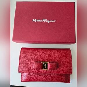 Salvatore Ferragamo Red Vara Bow Leather Wallet